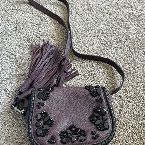 Embellished Purple Crossbody Bag